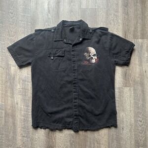 Spiral Direct Shirt Mens Large Black Skull Skeleton Horror Gothic Scary Emo Y2K